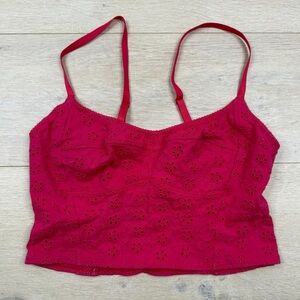Free Peopke Pink Eyelet Crop Top